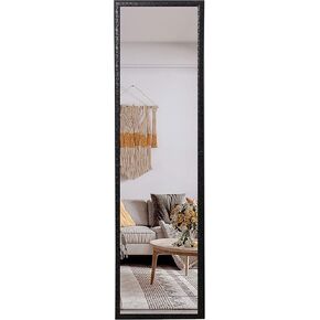 LFT HUIMEI2Y Door Mirror Full Length, Wall-Mounted Mirror Rectangle Tall with Engraving Frame for Bedroom, Living Room, Dressing Room, Black 50" x14" in Kuwait