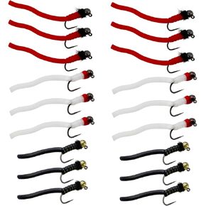 Thor Outdoor BH Squirmy Worm - Multi Pc Sets Wet Fly Fishing Flies for Trout, Panfish and Bass in Kuwait