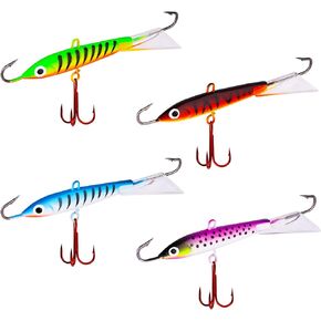 KINBOM 4pcs Fishing Lures Jigs, Ice Fishing Lures with 3 Sharp Hooks Lifelike Winter Fishing Baits Ice Jigging Lures for Crappie Bluegill Bass Walleye