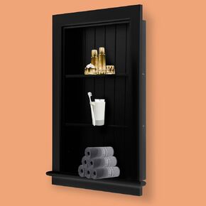 Potter-Island 14 x 18 Medicine Cabinet Recessed, Wall Niche, Bathroom Wall Cabinet, 3-Tier, Between Studs Shelving for Drywall, White