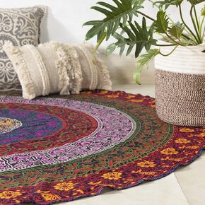 Popular Handicrafts Tapestry Wall Hanging Hippie Mandala Bohemian Hippy Psychedelic Design Indian Tapestries Bedspread 84 x 90 Inches (215cm x 230cm) Red Yellow in Kuwait