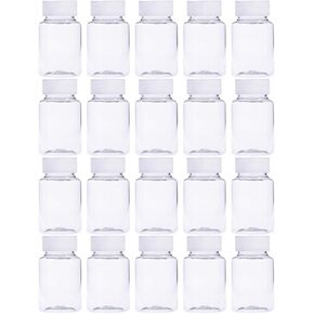 Exceart 20pcs 80ml Empty Potable Clear Plastic Medicine Pill Bottle Container Cosmetic Bottle with Cap for Pill Tablet Liquid Water Sample in Kuwait