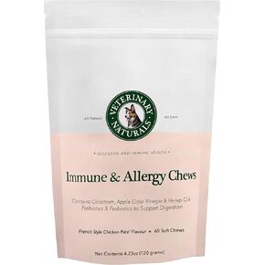 Veterinary Naturals - Immune & Allergy Chews - Probiotic Dog Treats - 60 Soft Chews - Allergy Relief from Food & Environmental Allergies, Help Improve Skin & Coat, Boost Overall Health in Saudi Arabia