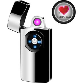 جي ان فاير ولاعات قوس دوارة كهربائية، ولاعة بلازما مقاومة للرياح بدون لهب مع اسقاط، ولاعة لهب دوارة باردة قابلة لاعادة الشحن بمنفذ USB مع مؤشرات LED لمستوى البطارية (اسود) in Kuwait