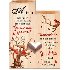 WUUCKOO A Limb Has Fallen Heart Wooden Candle Holder, Sympathy Gift for Loss of Mother Father Grandparent, Christmas Memorial Gift for Bereaved, Cardinal Condolence Grieving Gift for Loss of Loved One in Saudi Arabia