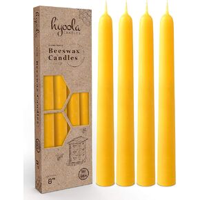 Hyoola 6" Beeswax Taper Candles - 6 Hour Burn Time - Yellow Beeswax Candles - 4 Pack in Kuwait