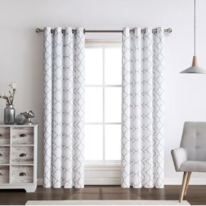 Regal Home Collections Meridian Energy Efficient/Room Darkening/Noise Reducing/Thermal Lattice Chic Foamback Grommet Curtains, 2 Pack, Assorted Colors, (Grey) in Kuwait