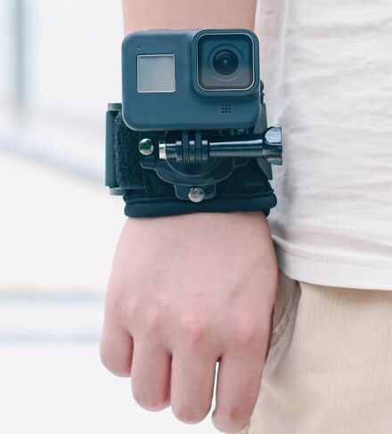 لوفولو حزام معصم للكاميرا الرياضية دوار 360 درجة متوافق مع جوبرو هيرو 12 11 10 9 8 7 6 سيشن، ابيمان، شاومي يي، اس جيه كام، دي جيه اي اوسمو اكشن 3، انستا 360 ومعظم كاميرات الاكشن in Kuwait