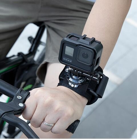 لوفولو حزام معصم للكاميرا الرياضية دوار 360 درجة متوافق مع جوبرو هيرو 12 11 10 9 8 7 6 سيشن، ابيمان، شاومي يي، اس جيه كام، دي جيه اي اوسمو اكشن 3، انستا 360 ومعظم كاميرات الاكشن in Kuwait