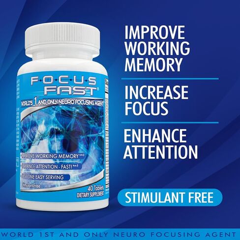 Focus Fast Brain Supplement - Improve Working Memory, Enhance Focus, Boost Cognition in as Little as 1 Hour. Caffeine/Stimulant Free Nootropic in Saudi Arabia