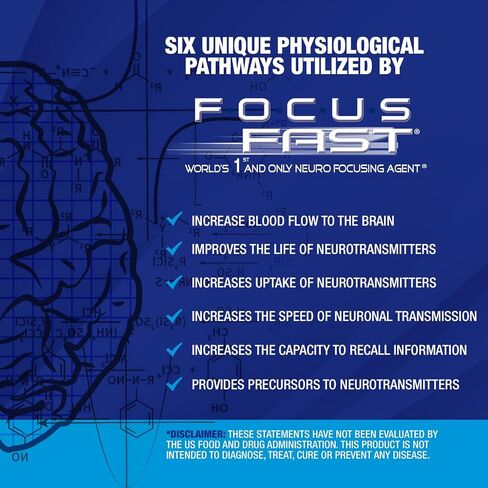 Focus Fast Brain Supplement - Improve Working Memory, Enhance Focus, Boost Cognition in as Little as 1 Hour. Caffeine/Stimulant Free Nootropic in Saudi Arabia