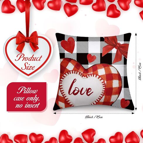 Preboun Set of 12 Valentine's Day St. Patrick's Day Easter Pillow Covers 18 x 18 Inch Love Heart Clovers Bunny Eggs Cushion Case Home Buffalo Plaid Pillow Case for Holiday Happy Home Decor (Lovely) in Saudi Arabia