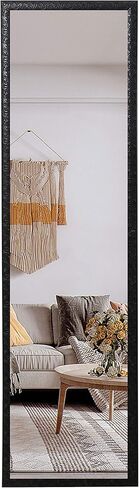 LFT HUIMEI2Y Door Mirror Full Length, Wall-Mounted Mirror Rectangle Tall with Engraving Frame for Bedroom, Living Room, Dressing Room, Black 50" x14" in Kuwait