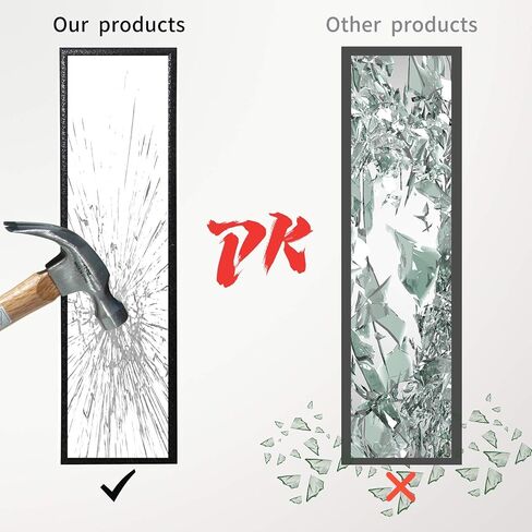 LFT HUIMEI2Y Door Mirror Full Length, Wall-Mounted Mirror Rectangle Tall with Engraving Frame for Bedroom, Living Room, Dressing Room, Black 50" x14" in Kuwait