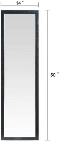 LFT HUIMEI2Y Door Mirror Full Length, Wall-Mounted Mirror Rectangle Tall with Engraving Frame for Bedroom, Living Room, Dressing Room, Black 50" x14" in Kuwait