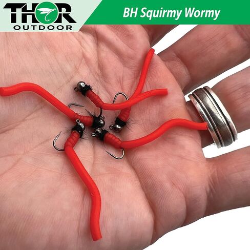 Thor Outdoor BH Squirmy Worm - Multi Pc Sets Wet Fly Fishing Flies for Trout, Panfish and Bass in Kuwait