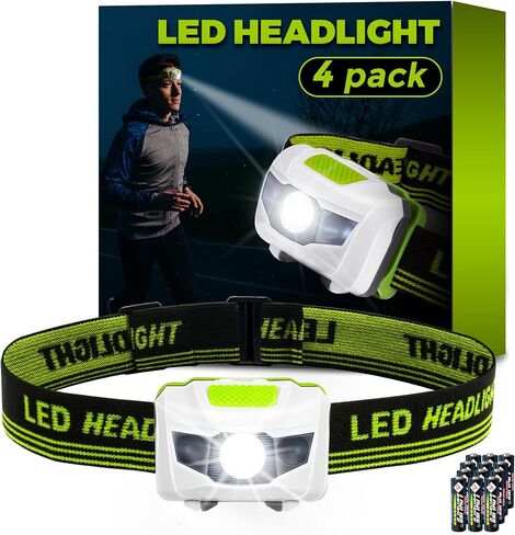 مصباح أمامي LED يعمل بالبطارية من Fulighture، زاوية قابلة للتعديل، عصابة رأس مريحة، خفيف الوزن ومحمول، مقاوم للماء IPX4، مناسب للأنشطة الخارجية والاستخدام اليومي in Kuwait