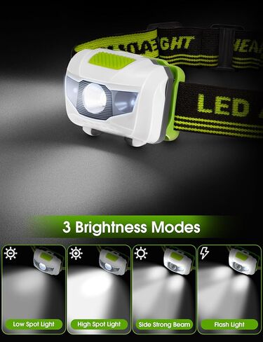 مصباح أمامي LED يعمل بالبطارية من Fulighture، زاوية قابلة للتعديل، عصابة رأس مريحة، خفيف الوزن ومحمول، مقاوم للماء IPX4، مناسب للأنشطة الخارجية والاستخدام اليومي in Kuwait