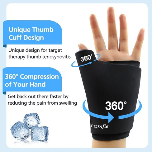Trucomfie Cold Packs for Wrist & Thumb for Men- Hot & Cold Therapy, Reusable Gel Pack for Injuries, Arthritis, Tendonitis, Carpal Tunnel, Swelling & Bruises - Fits Either Hand, Large Size in Saudi Arabia