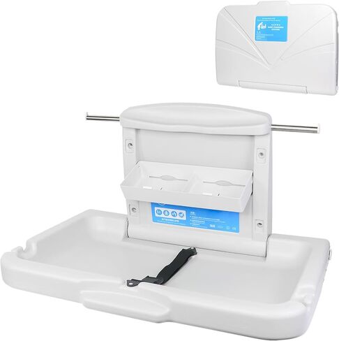 HNZXIB Baby Changing Station Wall Mount,Commercial Baby Changing Station Wall Mounted Baby Changing Station Diaper Change Table Wall Mounted Baby Changing Station with Safety Strap in Kuwait