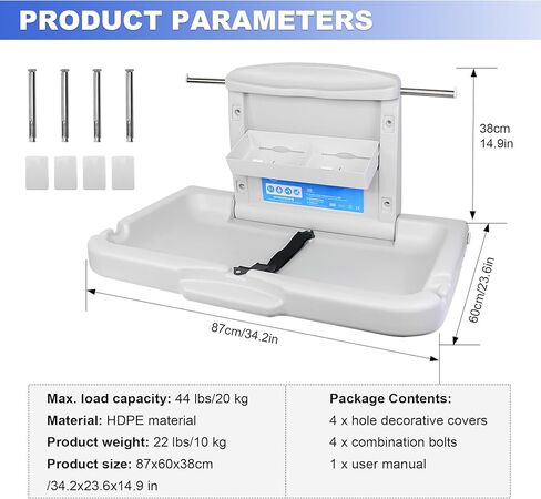 HNZXIB Baby Changing Station Wall Mount,Commercial Baby Changing Station Wall Mounted Baby Changing Station Diaper Change Table Wall Mounted Baby Changing Station with Safety Strap in Kuwait
