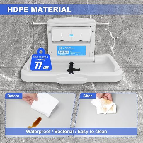 HNZXIB Baby Changing Station Wall Mount,Commercial Baby Changing Station Wall Mounted Baby Changing Station Diaper Change Table Wall Mounted Baby Changing Station with Safety Strap in Kuwait