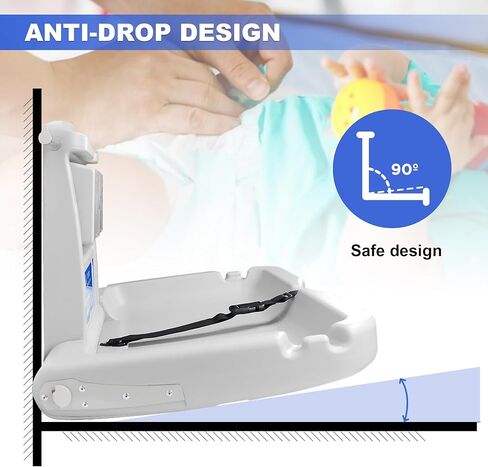HNZXIB Baby Changing Station Wall Mount,Commercial Baby Changing Station Wall Mounted Baby Changing Station Diaper Change Table Wall Mounted Baby Changing Station with Safety Strap in Kuwait