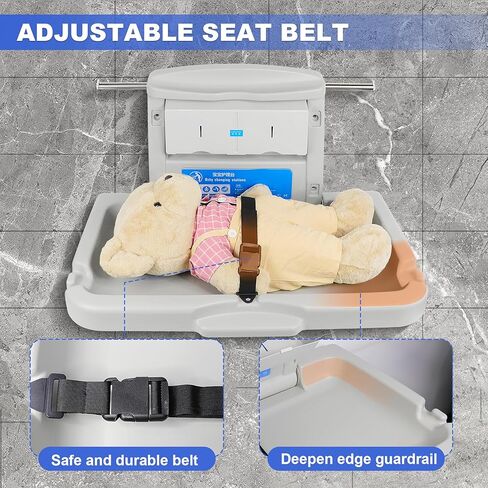 HNZXIB Baby Changing Station Wall Mount,Commercial Baby Changing Station Wall Mounted Baby Changing Station Diaper Change Table Wall Mounted Baby Changing Station with Safety Strap in Kuwait