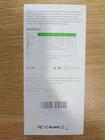 APLOS T03 Professional Tactical Flashlight, 5000 Lumen Tactical flashlights, high lumens Rechargeable flashlights with Clip, 500 Meters Long Range and 5000mAh high Capacity Battery in Kuwait