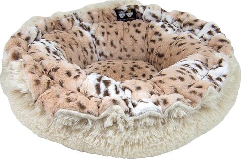 BESSIE AND BARNIE Ultra Plush Aspen Snow Leopard/ Blondie Shag Deluxe Dog/ Pet Lily Pod Bed in Kuwait