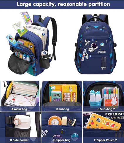 Astronaut Backpack for Boys Teens, Large Capacity School Bag Bookbag for Kids Elementary Middle (Black) in Saudi Arabia