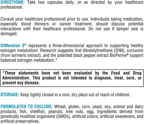 XYMOGEN Dimension 3 - Diindolylmethane DIM Supplement with Curcumin + BioPerine - Supports Healthy Estrogen Detox, Hormonal Balance for Women and Men - Menopause Relief + PMS Support (240 Capsules) in Kuwait