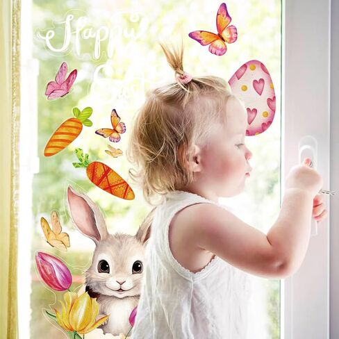 FOPINOA 3D ملصقات نافذة عيد الفصح، ملصقات نافذة عيد الفصح ديكور نافذة عيد الفصح مزدوجة الجوانب لديكورات نافذة عيد الفصح (8 أوراق) in Kuwait