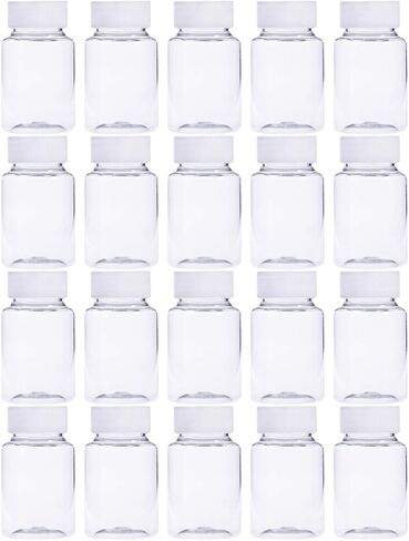 Exceart 20pcs 80ml Empty Potable Clear Plastic Medicine Pill Bottle Container Cosmetic Bottle with Cap for Pill Tablet Liquid Water Sample in Saudi Arabia