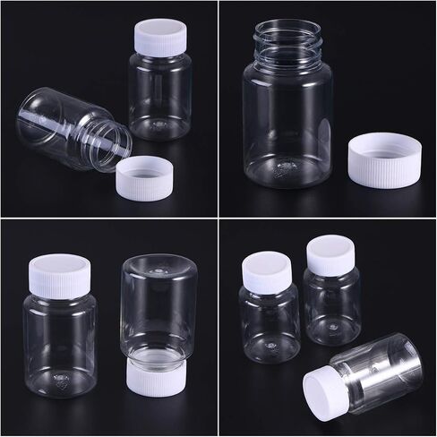 Exceart 20pcs 80ml Empty Potable Clear Plastic Medicine Pill Bottle Container Cosmetic Bottle with Cap for Pill Tablet Liquid Water Sample in Saudi Arabia