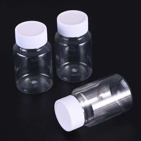 Exceart 20pcs 80ml Empty Potable Clear Plastic Medicine Pill Bottle Container Cosmetic Bottle with Cap for Pill Tablet Liquid Water Sample in Saudi Arabia