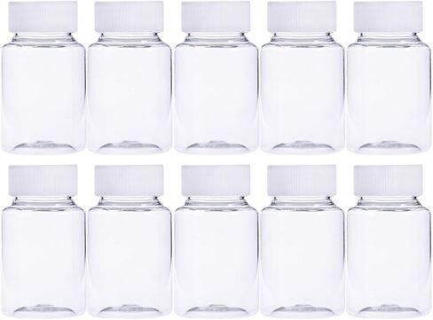 Exceart 20pcs 80ml Empty Potable Clear Plastic Medicine Pill Bottle Container Cosmetic Bottle with Cap for Pill Tablet Liquid Water Sample in Saudi Arabia