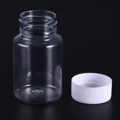 Exceart 20pcs 80ml Empty Potable Clear Plastic Medicine Pill Bottle Container Cosmetic Bottle with Cap for Pill Tablet Liquid Water Sample in Saudi Arabia