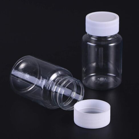 Exceart 20pcs 80ml Empty Potable Clear Plastic Medicine Pill Bottle Container Cosmetic Bottle with Cap for Pill Tablet Liquid Water Sample in Saudi Arabia