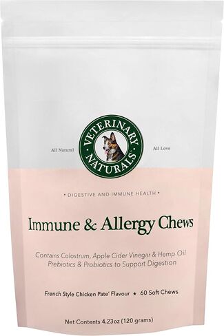 Veterinary Naturals - Immune & Allergy Chews - Probiotic Dog Treats - 60 Soft Chews - Allergy Relief from Food & Environmental Allergies, Help Improve Skin & Coat, Boost Overall Health in Saudi Arabia