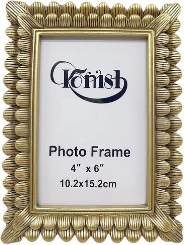 4x6 Vintage Picture Frame Antique Gold Photo Frames 4 x 6 Golden Leaves Decorative for Table & Wall Mount Vertical Horizontal in Kuwait