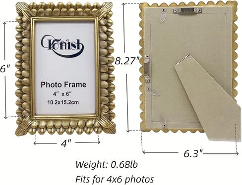 4x6 Vintage Picture Frame Antique Gold Photo Frames 4 x 6 Golden Leaves Decorative for Table & Wall Mount Vertical Horizontal in Kuwait