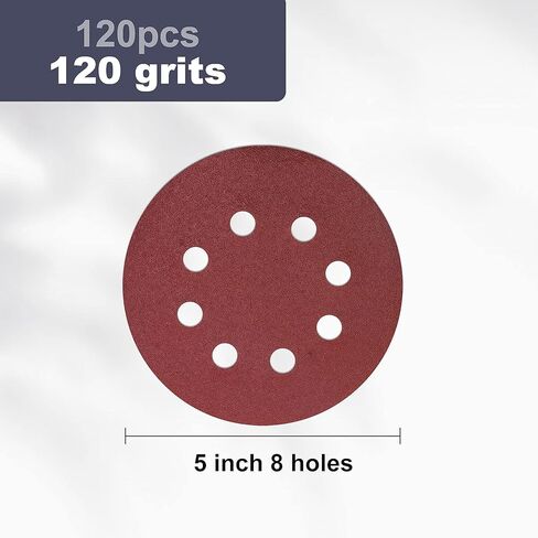 120 قطعة من وسادات الصنفرة المدارية، 5 بوصات أقراص الصنفرة بخطاف وحلقة 120 حبيبة، 8 فتحات أقراص الصنفرة المدارية لأعمال النجارة، الصنفرة المدارية، وسادة بديلة in Kuwait