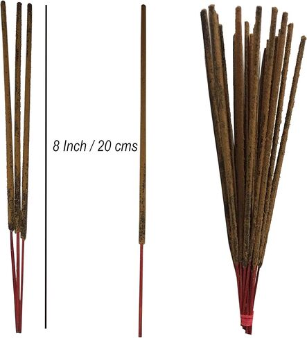 أعواد بخور راجيسي الباتشولي 100 جرام مع حامل بخور خشبي عادي - 100% عضوي طبيعي نقي - ملفوف يدويًا وخالي من المواد الكيميائية - مثالي للعلاج العطري في الكنيسة، وتخفيف التوتر، والتأمل in Kuwait
