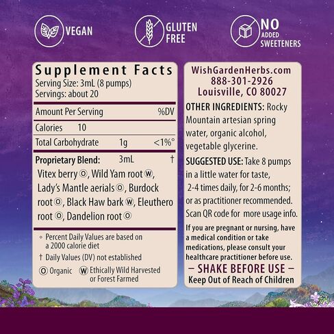 WishGarden Herbs Cycle Vitality 2 Luteal Phase - Plant-Based Progesterone Supplement with Wild Yam & Vitex Chasteberry Supports Healthy Menstrual Cycles, Fertility & Healthy Progesterone Levels, 2oz in Saudi Arabia