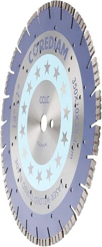 شفرة ماسية مقاس 14 بوصة من COREDIAM، شفرة سريعة ملحومة بالليزر مع ارتفاع قطعة 10 مم لقطع الخرسانة الخضراء والخرسانة الإسفلتية والمواد الكاشطة الأخرى، قطع رطب/جاف، 1 بوصة in Kuwait