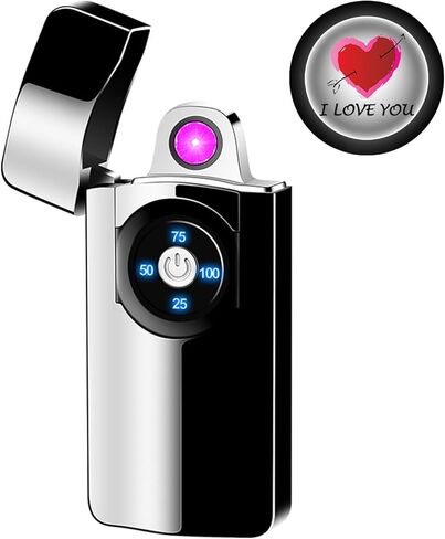 جي ان فاير ولاعات قوس دوارة كهربائية، ولاعة بلازما مقاومة للرياح بدون لهب مع اسقاط، ولاعة لهب دوارة باردة قابلة لاعادة الشحن بمنفذ USB مع مؤشرات LED لمستوى البطارية (اسود) in Kuwait