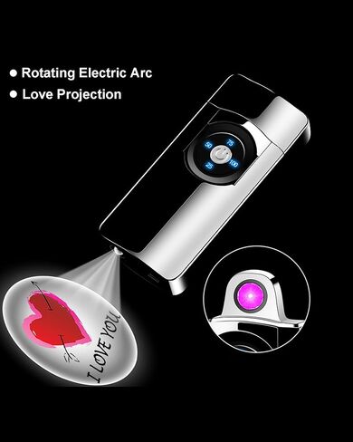 جي ان فاير ولاعات قوس دوارة كهربائية، ولاعة بلازما مقاومة للرياح بدون لهب مع اسقاط، ولاعة لهب دوارة باردة قابلة لاعادة الشحن بمنفذ USB مع مؤشرات LED لمستوى البطارية (اسود) in Kuwait