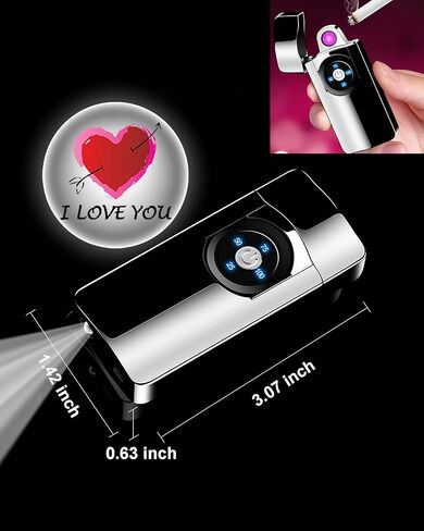 جي ان فاير ولاعات قوس دوارة كهربائية، ولاعة بلازما مقاومة للرياح بدون لهب مع اسقاط، ولاعة لهب دوارة باردة قابلة لاعادة الشحن بمنفذ USB مع مؤشرات LED لمستوى البطارية (اسود) in Kuwait