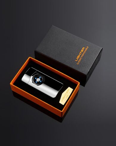 جي ان فاير ولاعات قوس دوارة كهربائية، ولاعة بلازما مقاومة للرياح بدون لهب مع اسقاط، ولاعة لهب دوارة باردة قابلة لاعادة الشحن بمنفذ USB مع مؤشرات LED لمستوى البطارية (اسود) in Kuwait